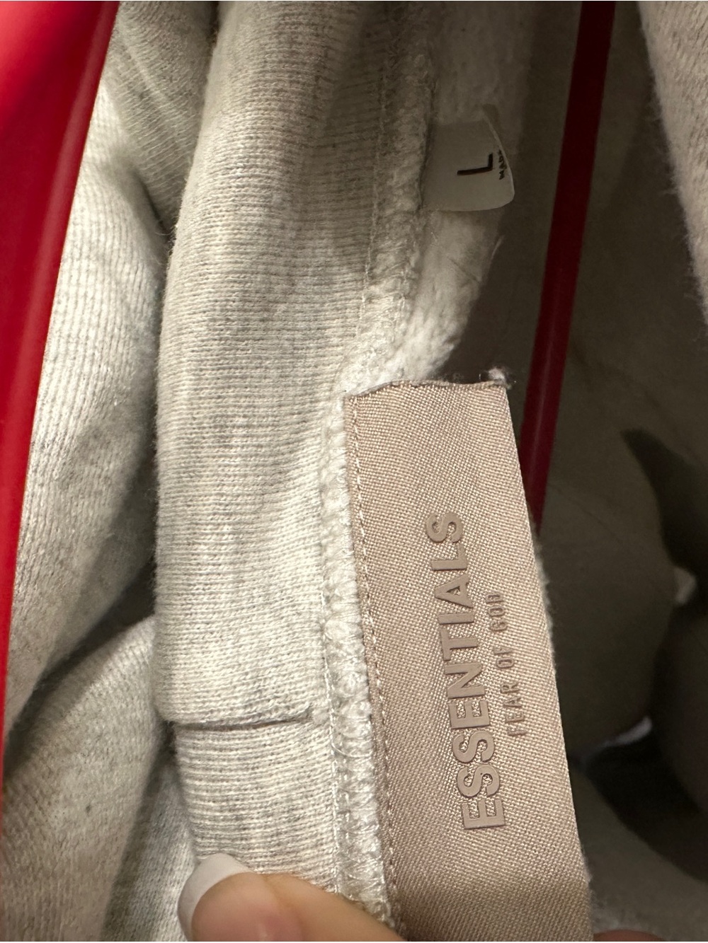 Essentials Men's Light Gray Hoodie - Picture 4 of 4